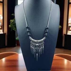 Boho Tribal Spike Pendant Necklace Gypsy Gothic Festival Jewelry Statement Piece